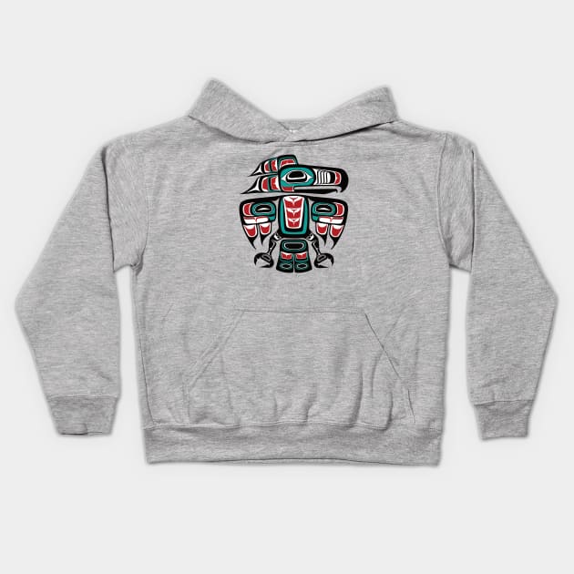 Haida Tlingit Native Raven Totem Kids Hoodie by Beltschazar